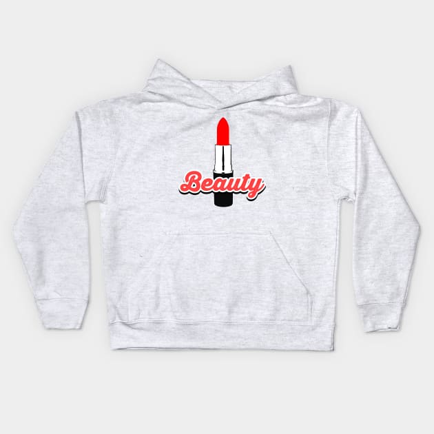 Beauty Red Lipstick Illustration Vector Design Kids Hoodie by Grafititee